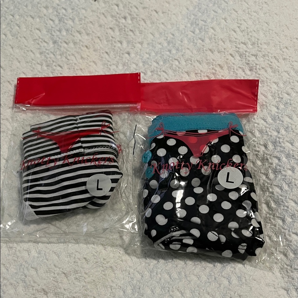 Stylish Black and White Polka Dot & Striped Panty Set